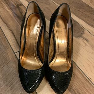 Black BCBG “snake skin” pumps size 5.5